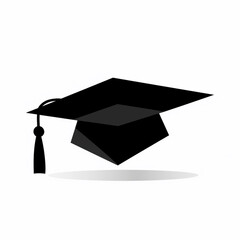 Wall Mural - Graduation black cap icon on white background