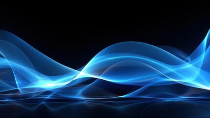 Wall Mural - abstract blue smoke lines on black background