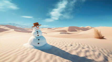 Snowman in the desert