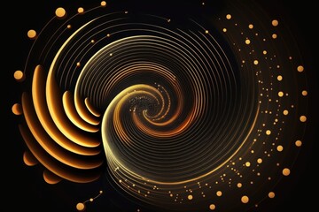 Poster - Abstract golden spiral on a black background