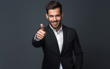 Businessman showing thumb up