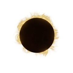 Wall Mural - total solar eclipse with solar corona on transparent background