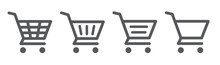 Shopping Cart Icon Set. Cart. Shopping Basket Symbol. Outline Style. Editable Stroke. Vector Illustration