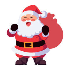 Sticker - santa claus with gifts bag
