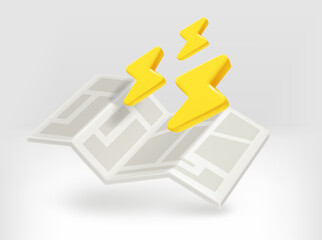 Aufkleber - Breaking news concept. Paper with thunderbolts. 3d vector illustration