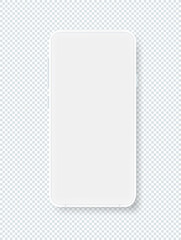 Aufkleber - Modern white smartphone with white blank screen on transparent background. Vector mockp