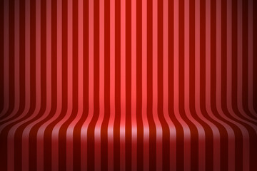 Poster - Empty studio with red stripes on floor and wall. 3d style vector illustration 