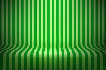 Poster - Empty studio with green stripes on floor and wall. 3d style vector illustration 