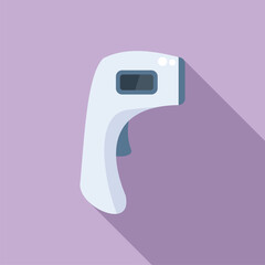 Sticker - Laser thermometer health icon flat vector. Contact free equipment. Tool scan care