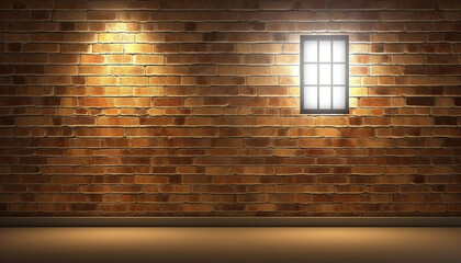 Poster - Abstract design illuminates modern loft apartment with rough brick backdrop generated by AI