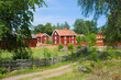 Well preserved old historical hamlet and the surrounding landscape in Stensjo by, Sweden