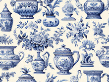 Blue Toile Pattern Of Ceramic Pottery