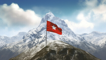 Sticker - Majestic mountain range, panoramic view, symbol of Swiss culture generated by AI