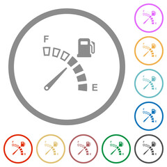 Sticker - Fuel gauge flat icons with outlines