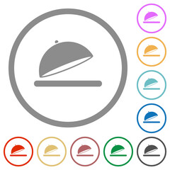 Poster - Open food tray flat icons with outlines