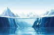 Illustration of an iceberg submerged underwater. Generative AI