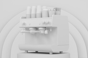 Poster - Abstract scene or podium with espresso coffee machine on monochrome