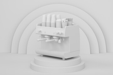 Poster - Abstract scene or podium with espresso coffee machine on monochrome
