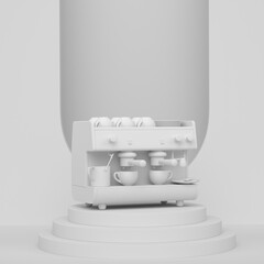 Poster - Abstract scene or podium with espresso coffee machine on monochrome