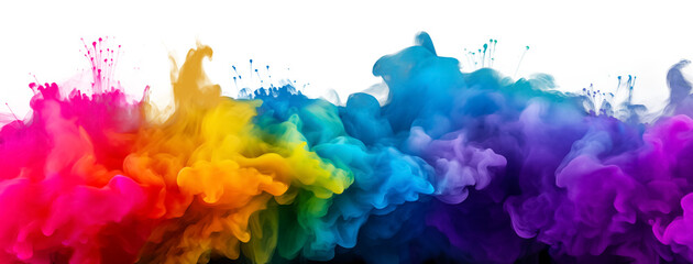 Beautiful swirling colorful smoke.  Splash of color drop in water isolated on transparent background, Ink swirling in. Cloud of ink under water. Explosion of colored powder, png