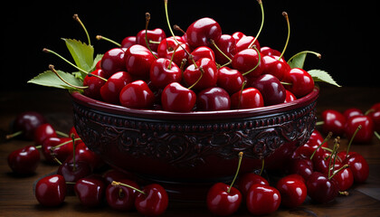 Wall Mural - Freshness and nature in a bowl of berries generated by AI