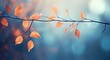 autumn leaves on a branch with blurred light Generative AI