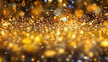 Wall Mural - Glittering gold backdrop illuminates vibrant celebration with confetti explosion generated by AI