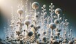 AI generated illustration of surreal mushroom forest with a diverse array of stylized fungi