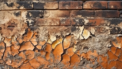 Revival of an antique building feature with weathered brick wall generated by AI