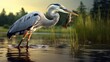Nature's grey heron catching fish