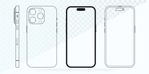 Poster - Smartphone outline simple modern design. Smartphone template and Mobile phone outline isolated on white background.