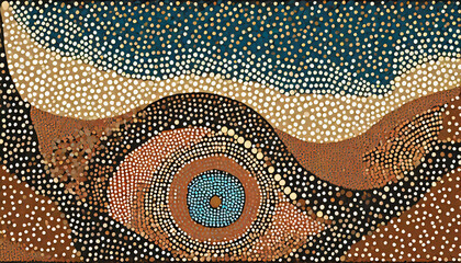 Wall Mural - An Illustration Based on Aboriginal Style of Dot Painting Ai Generative Art