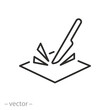 anti scratch surface icon, damage resistant, thin line symbol - vector illustration