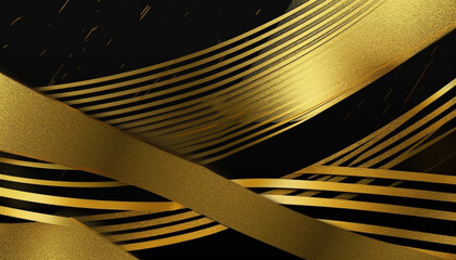 Poster - Golden metallic wave pattern creates modern abstract backdrop for celebration generated by AI