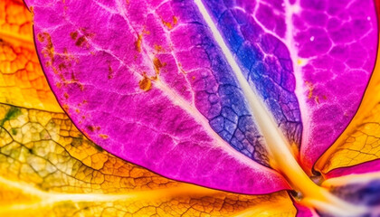 Canvas Print - Vibrant purple leaf veins showcase nature organic fractal pattern generated by AI