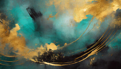 turquoise painting in gold and black abstract gold and teal paintings abstract art grunge background