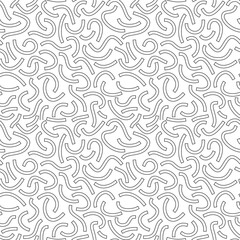 Poster - Monochrome geometric seamless pattern. Black outline curved lines