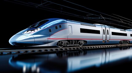 A Oblique view of a high-speed train on white isolated background.