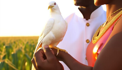 Poster - Beauty of nature and love, captured in a summer sunset generated by AI