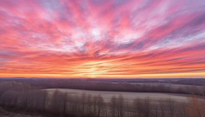 Wall Mural - Silhouette of tree against multi colored sky at sunset generated by AI