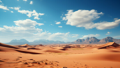 Wall Mural - Arid Africa, Majestic sand dunes ripple in heat generated by AI