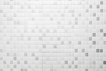 Wall Mural - White tile checkered background bathroom floor texture. Ceramic wall and floor tiles mosaic background in bathroom.