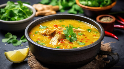 Wall Mural - Chicken Mulligatawny Soup Natural Colors , Background For Banner, HD