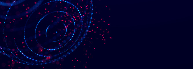 Leinwandbilder - 3d abstract sphere. Sphere particles on dark background. Science and technology. 3d