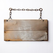 Wood plate hanger for chain link, in the style of white background