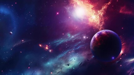 planets on the background of deep space with nebulae and stars