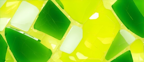 Wall Mural - Bunch of broken yellow green glass detailed texture background from Generative AI