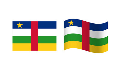 Wall Mural - Rectangle and Wave Central African Republic Flag Illustration