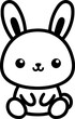 Cute happy cartoon baby bunny sitting outline graphic