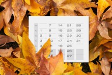 Autumn Background With Calendar And Leaves.